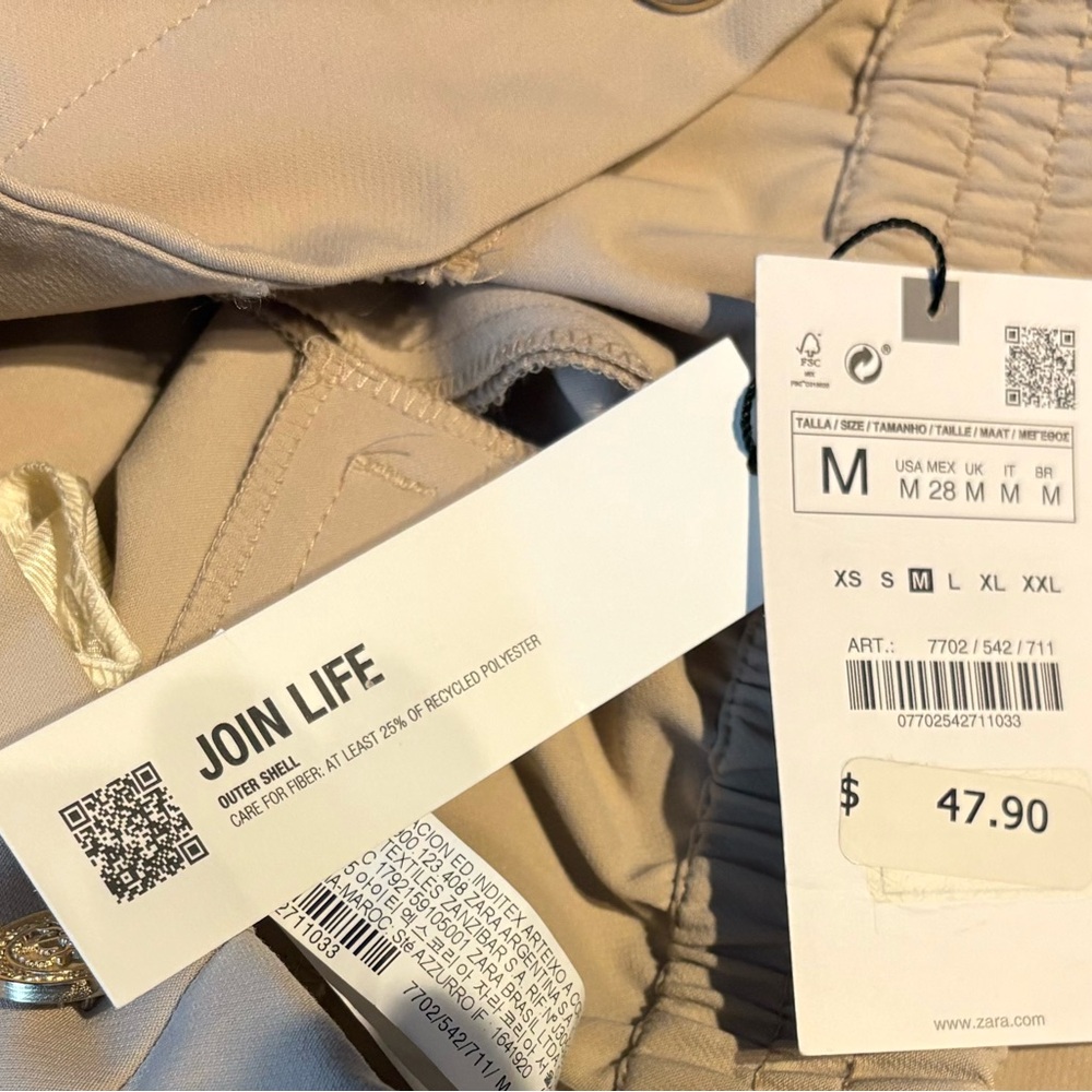 Zara Beige High-Waist Trousers - Picture 10 of 10